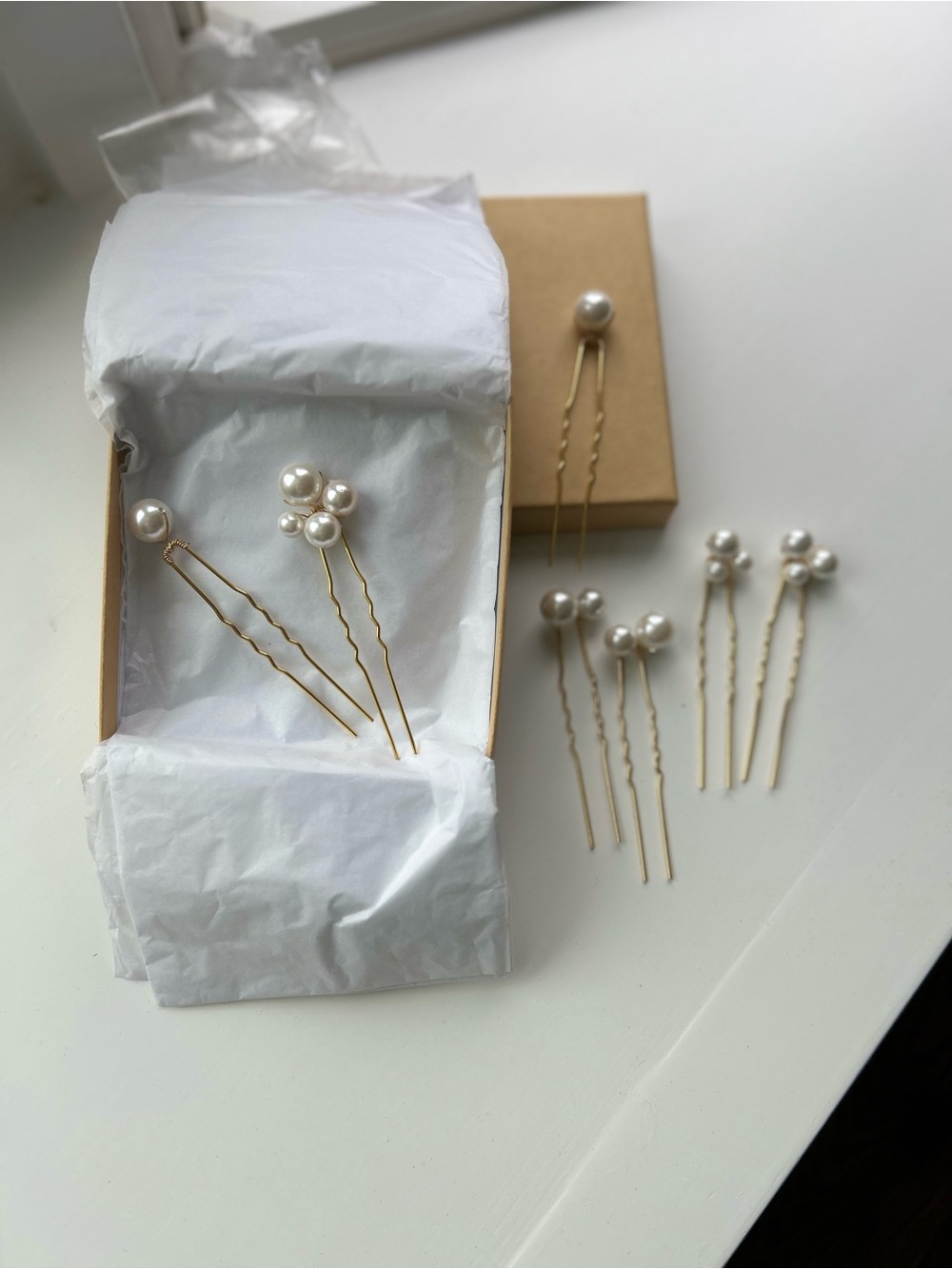 Pearl Hair Pins Set - Gold Tone